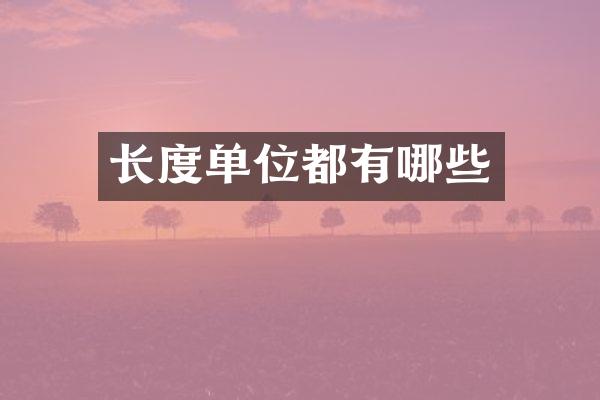 长度单位都有哪些