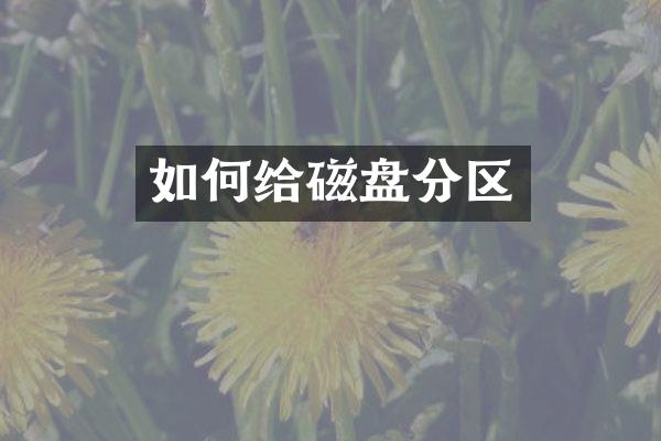 如何给磁盘分区
