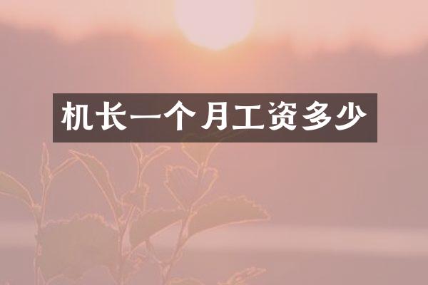 机长一个月工资多少