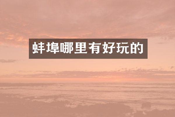 蚌埠哪里有好玩的