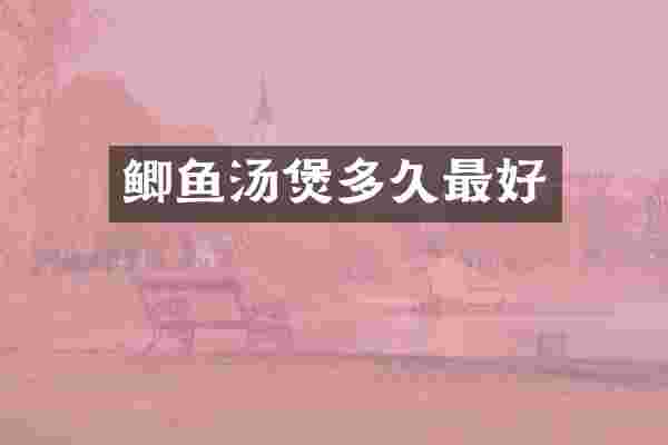 鲫鱼汤煲多久最好