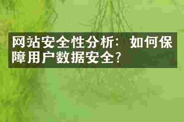 网站安全性分析：如何保障用户数据安全？