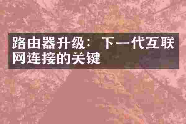 路由器升级：下一代互联网连接的关键