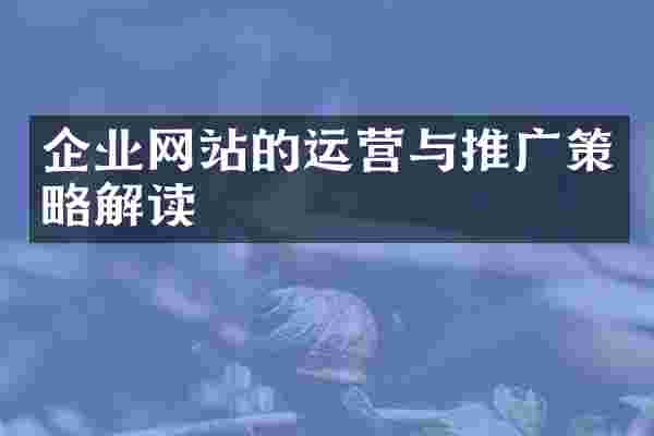 企业网站的运营与推广策略解读