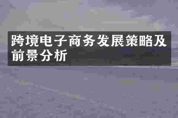 跨境电子商务发展策略及前景分析
