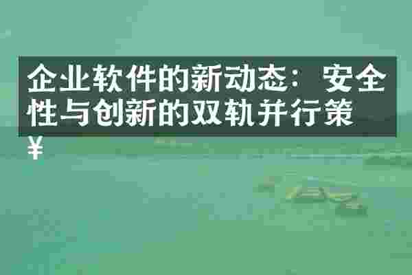企业软件的新动态：安全性与创新的双轨并行策略