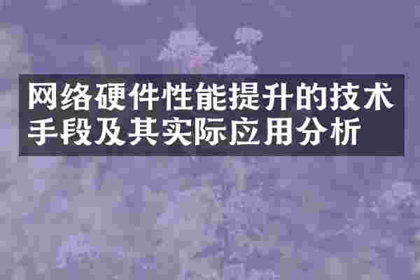 网络硬件性能提升的技术手段及其实际应用分析