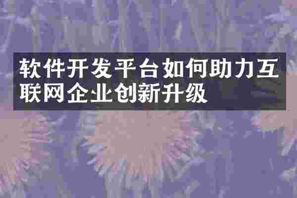 软件开发平台如何助力互联网企业创新升级