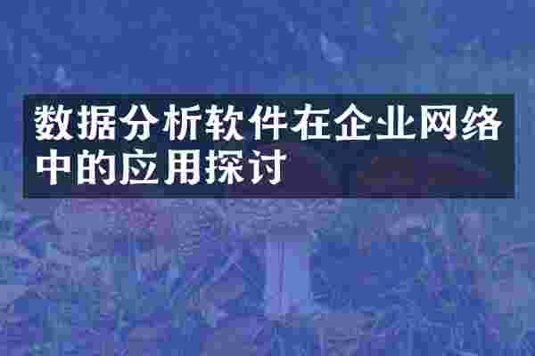 数据分析软件在企业网络中的应用探讨