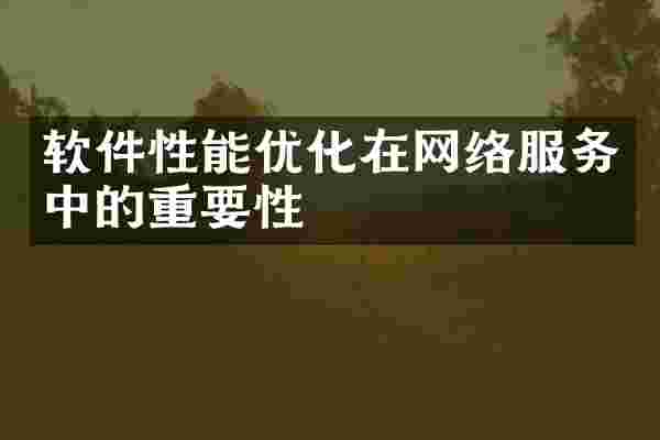 软件性能优化在网络服务中的重要性