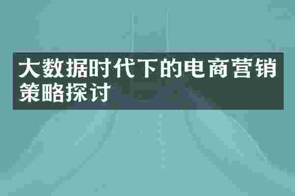 大数据时代下的电商营销策略探讨