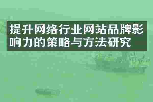 提升网络行业网站品牌影响力的策略与方法研究。