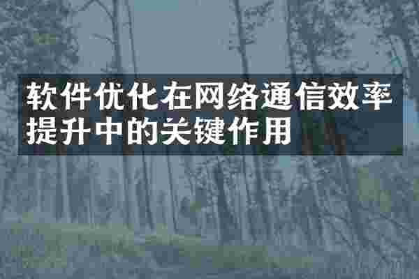 软件优化在网络通信效率提升中的关键作用