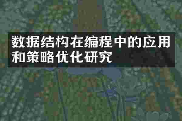 数据结构在编程中的应用和策略优化研究