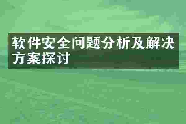 软件安全问题分析及解决方案探讨