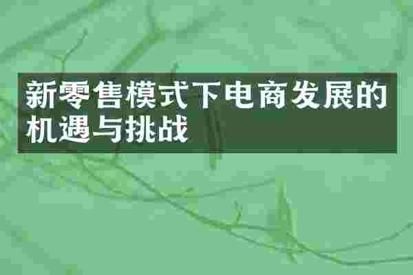 新零售模式下电商发展的机遇与挑战