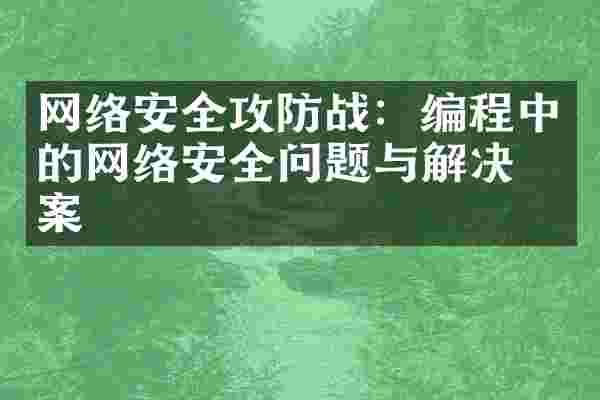 网络安全攻防战：编程中的网络安全问题与解决方案