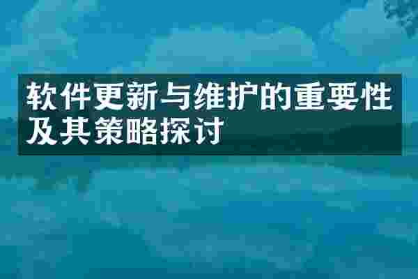 软件更新与维护的重要性及其策略探讨