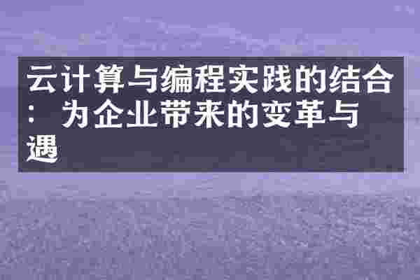 云计算与编程实践的结合：为企业带来的变革与机遇