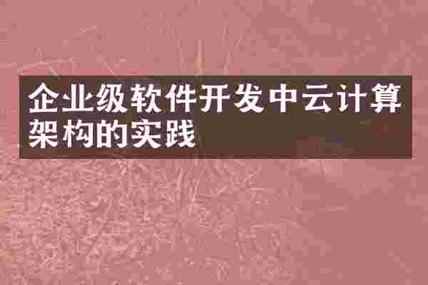 企业级软件开发中云计算架构的实践