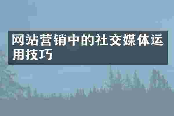 网站营销中的社交媒体运用技巧