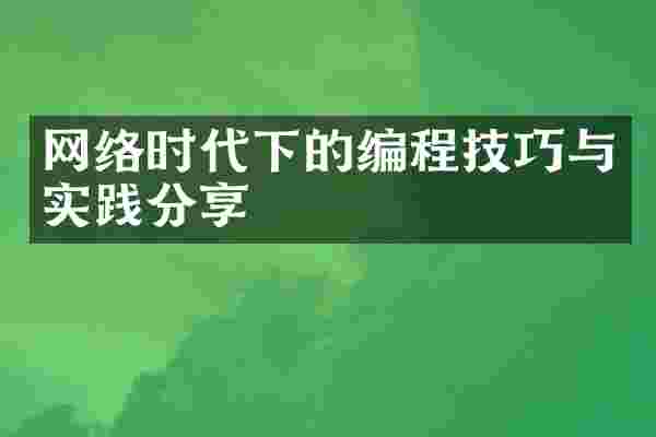 网络时代下的编程技巧与实践分享