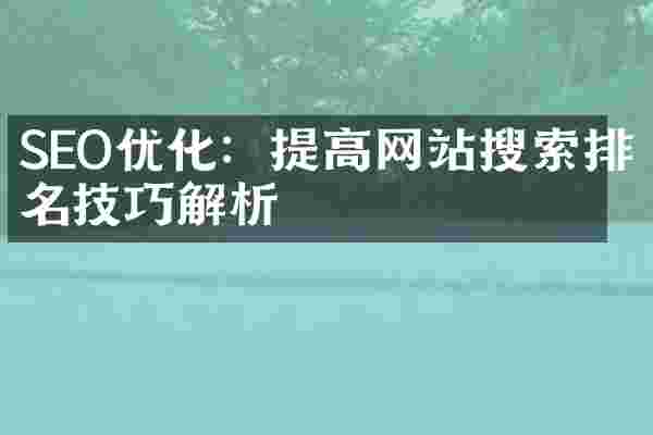 SEO优化：提高网站搜索排名技巧解析