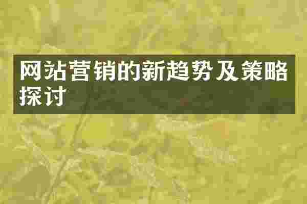 网站营销的新趋势及策略探讨