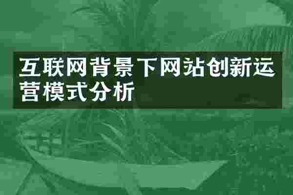 互联网背景下网站创新运营模式分析