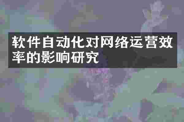 软件自动化对网络运营效率的影响研究