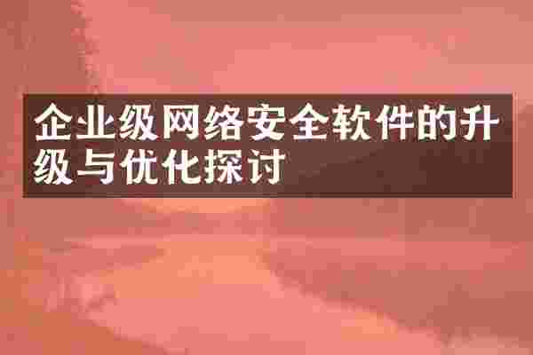 企业级网络安全软件的升级与优化探讨