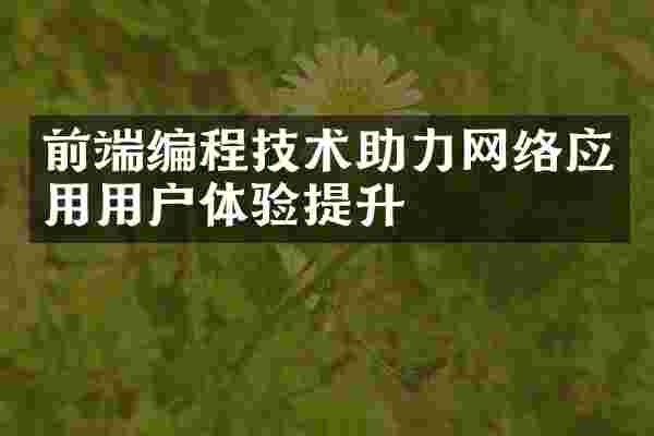 前端编程技术助力网络应用用户体验提升