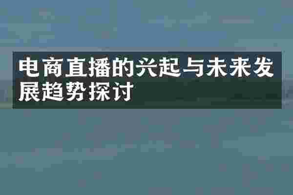 电商直播的兴起与未来发展趋势探讨