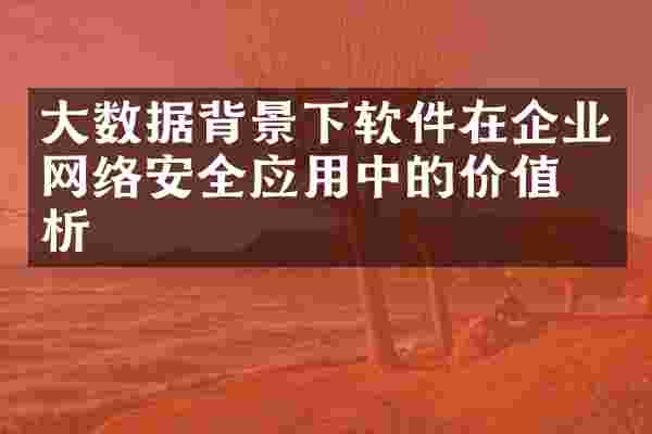 大数据背景下软件在企业网络安全应用中的价值分析