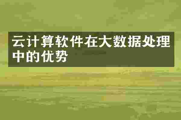 云计算软件在大数据处理中的优势