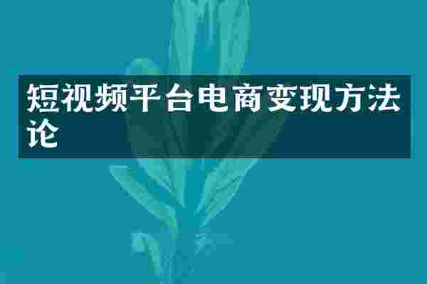 短视频平台电商变现方法论