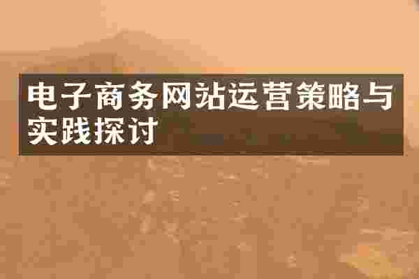 电子商务网站运营策略与实践探讨