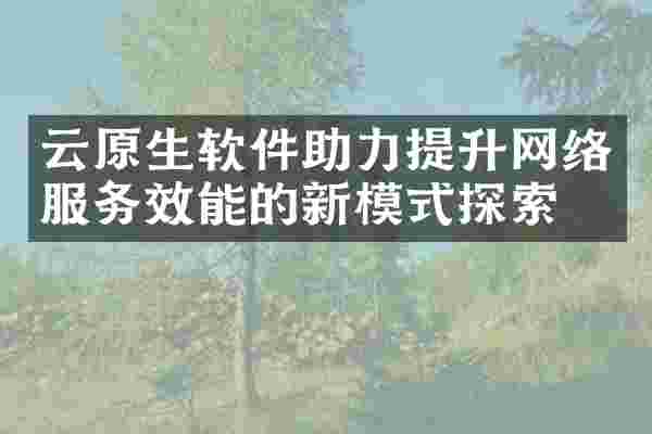 云原生软件助力提升网络服务效能的新模式探索