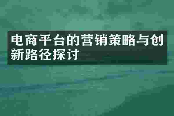 电商平台的营销策略与创新路径探讨