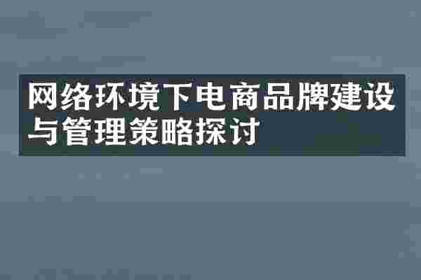 网络环境下电商品牌建设与管理策略探讨
