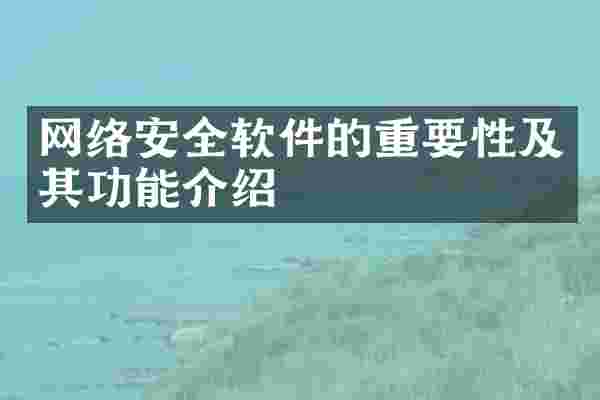 网络安全软件的重要性及其功能介绍