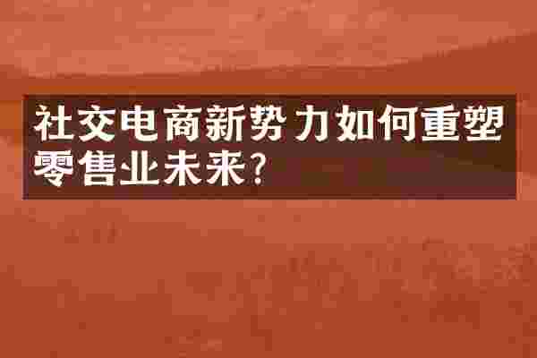 社交电商新势力如何重塑零售业未来？