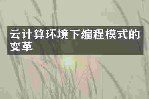 云计算环境下编程模式的变革