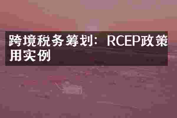 跨境税务筹划：RCEP政策利用实例