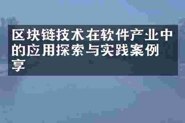 区块链技术在软件产业中的应用探索与实践案例分享