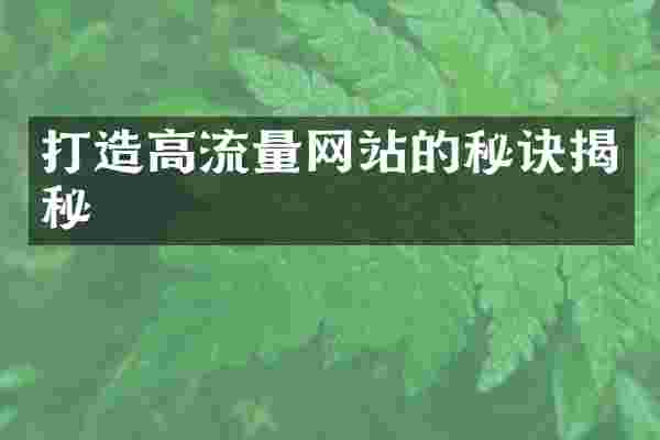 打造高流量网站的秘诀揭秘