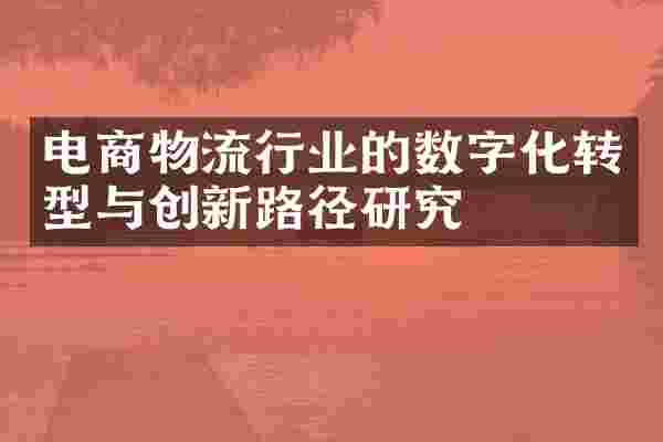 电商物流行业的数字化转型与创新路径研究