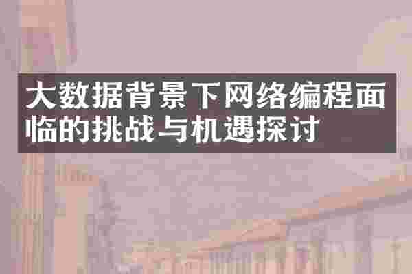 大数据背景下网络编程面临的挑战与机遇探讨
